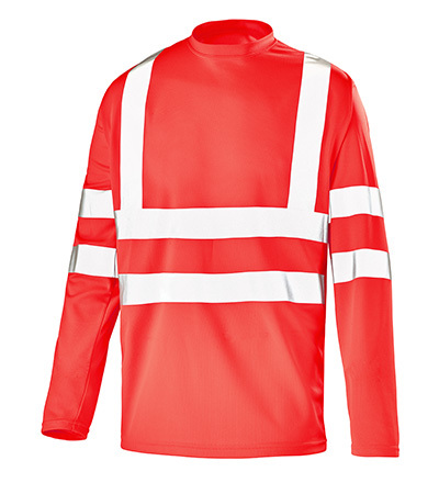 TEE-SHIRT MANCHES LONGUES FLUO BASE 2 ROUGE FLUO CEPOVETT - 22-T539-800