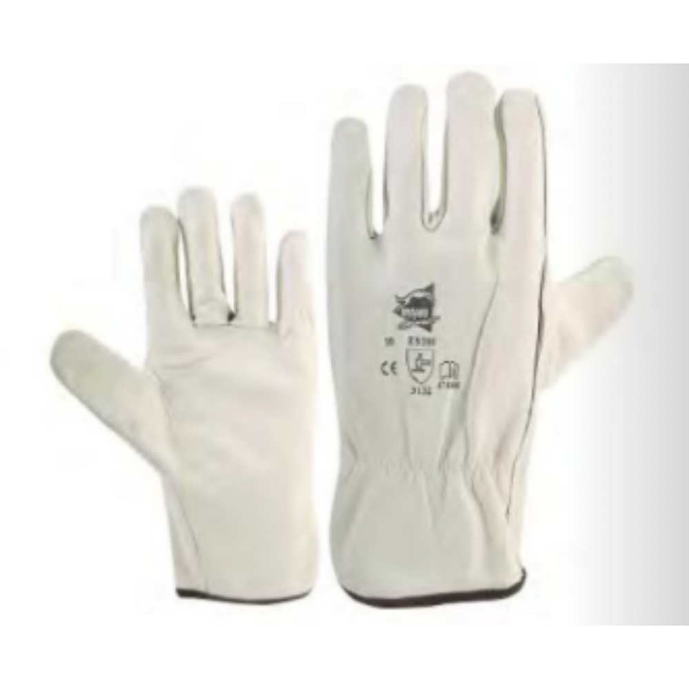 Gants cuir de bovin pleine fleur blanc manutention