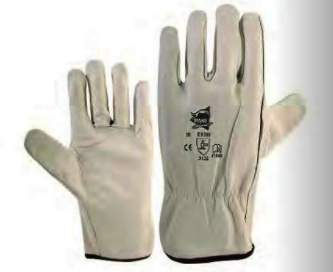 Gants cuir de bovin pleine fleur blanc manutention