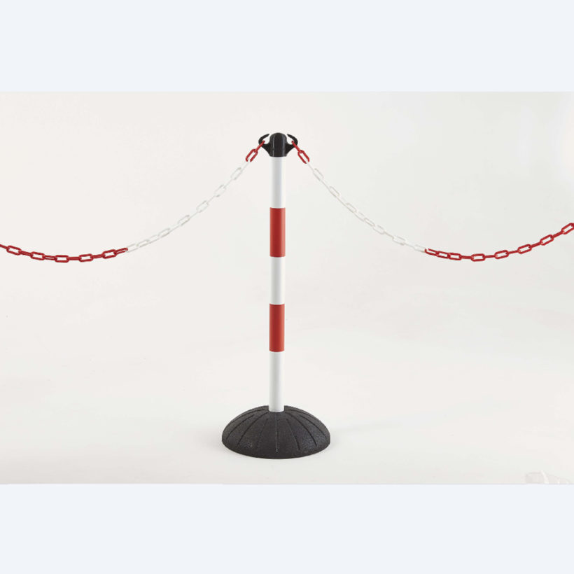 Potelet avec socle en caoutchouc noir « pro » blanc et rouge - MOTTEZ - B347SBCRG