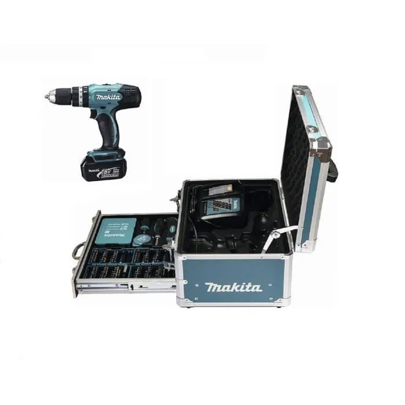 Perceuse visseuse à percussion 1x18V 3Ah Li-ion + 96 accessoires - MAKITA - DHP453RFX1