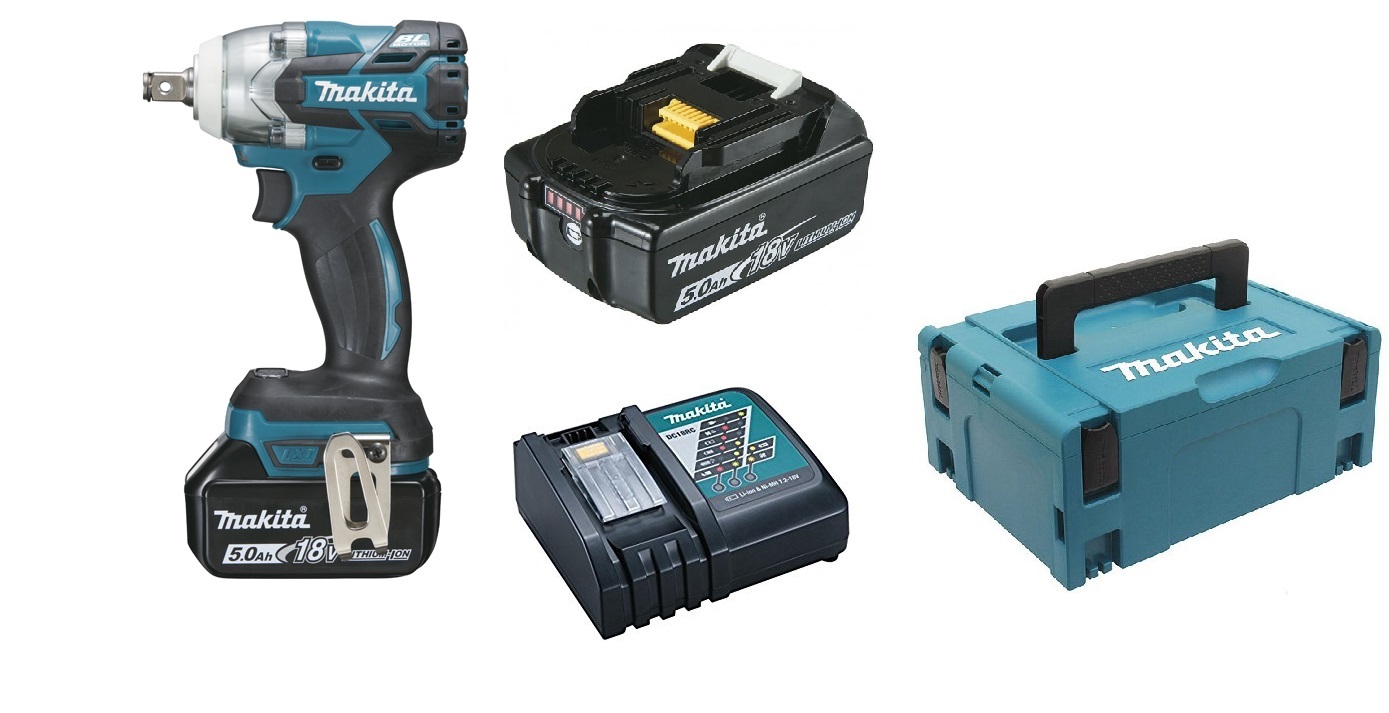 BOULONNEUSE À CHOCS MAKITA 18 V LI-ION 5 AH 280 NM + 2 BATTERIES + 1 CHARGEUR + 1 COFFRET MAK PAC -DTW285RTJ