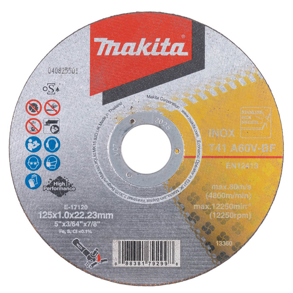 DISQUE A TRONCONNER METAL ET INOX A60U 125x1MM MAKITA - E17120