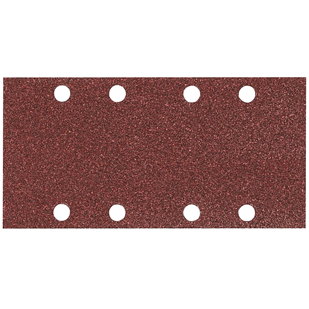 10 FEUILLES RECTANGULAIRES MAKITA ABRASIVES 93X185 MM GRAIN 80 - 4 + 4 TROUS - AUTO-AGRIPPANT-P318710-80