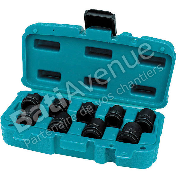 COFFRET MAKITA9 DOUILLES POUR BOULONNEUSES A CHOC-P-46953