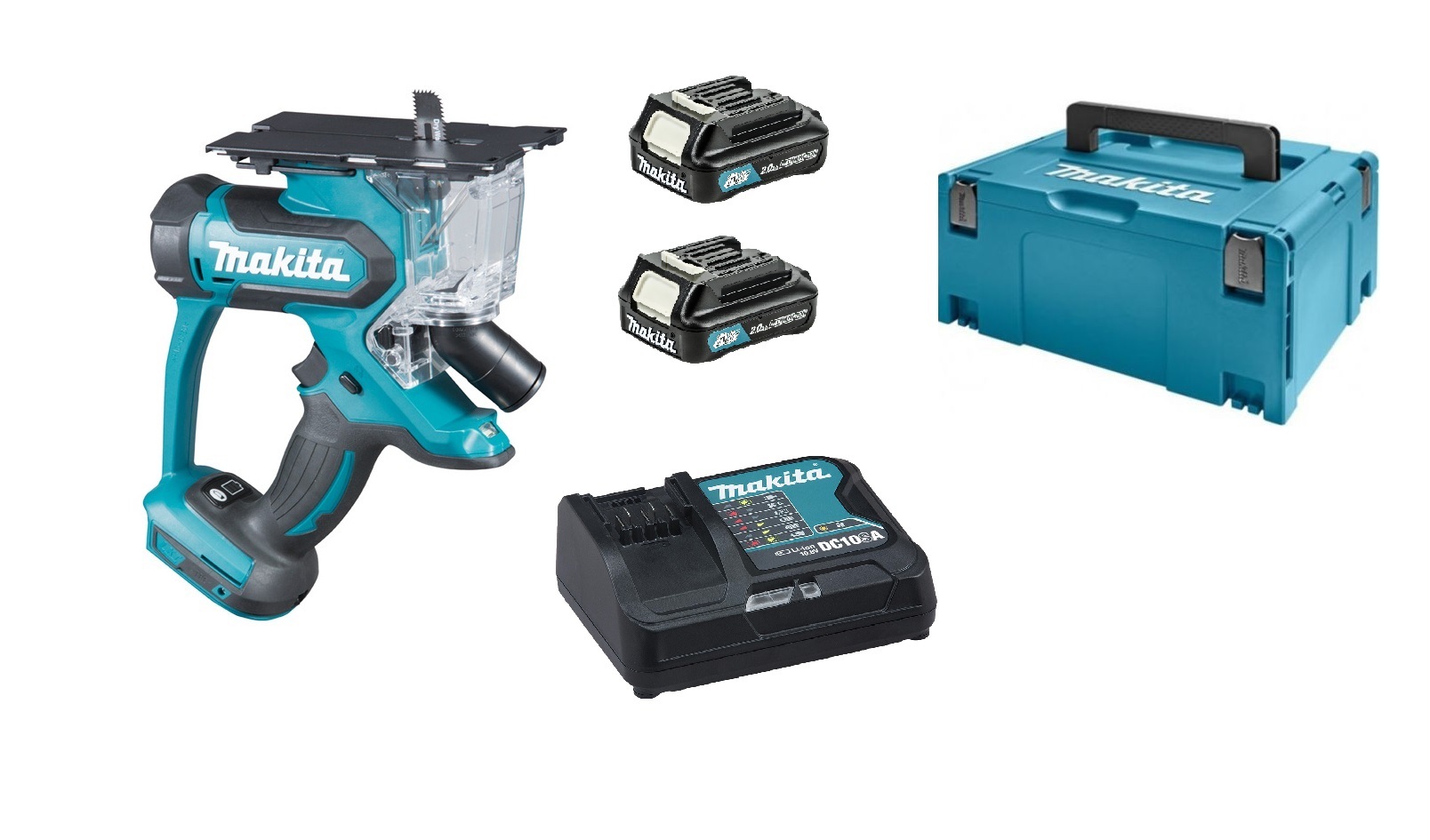 Scie à plaque de plâtre MAKITA 30 mm + 2 batteries 10,8 V 2,0 Ah + 1 chargeur + 1 coffret -SD100DSAJ