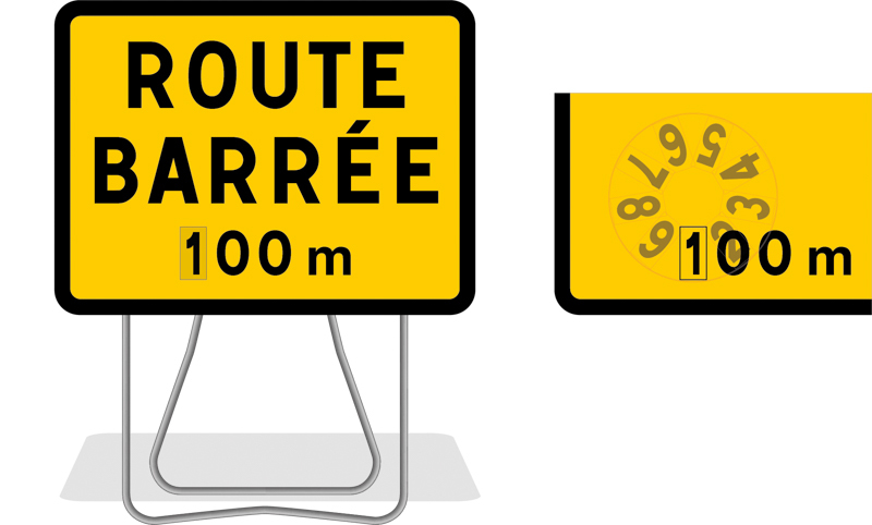 PANNEAU DE SIGNALISATION KC1 ROUTE BARREE 800X600 AVEC DISQUE  NADIA SIGNALISATION- KC1RBD800X600CL1