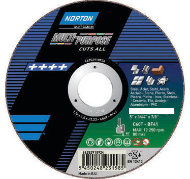 Disque de tronconnage Norton 'multi applications ' Ø 115 pour meuleuse d'angle- 66252833258