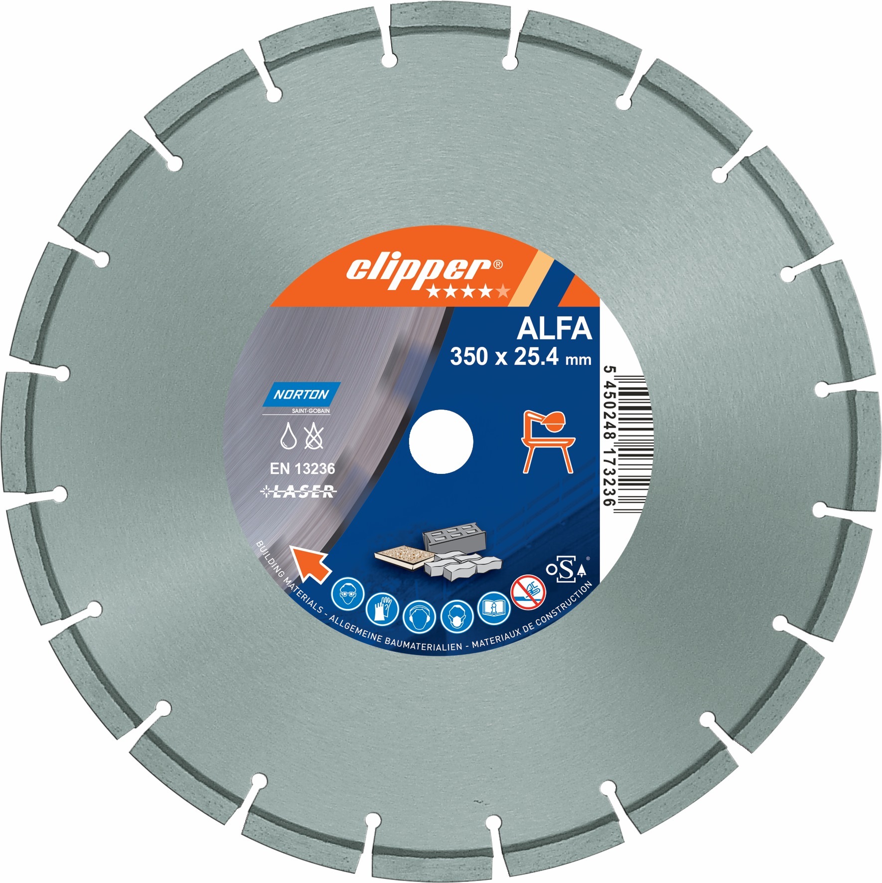 Disque diamant NORTON ALFA Ø 350 mm Alésage 25.4 mm - 70184611209