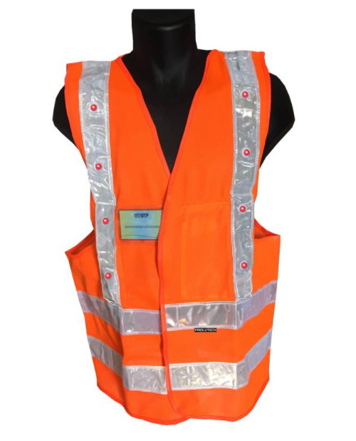 GILET DE SÉCURITÉ ORANGE AVEC 16 LED ROUGES PROLUTECH - P023GLEDO0