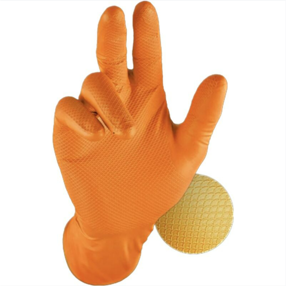 Gants jetables nitrile orange T8 Grippaz LOT 50 - PIP - 246OR08