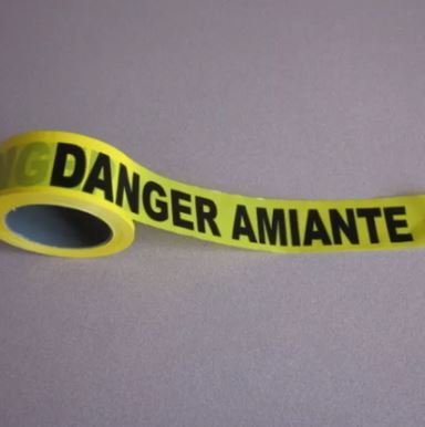 RUBALISE JAUNE ET NOIRE DANGER AMIANTE   500MM X 100ML - AMIANTEJNENOIR