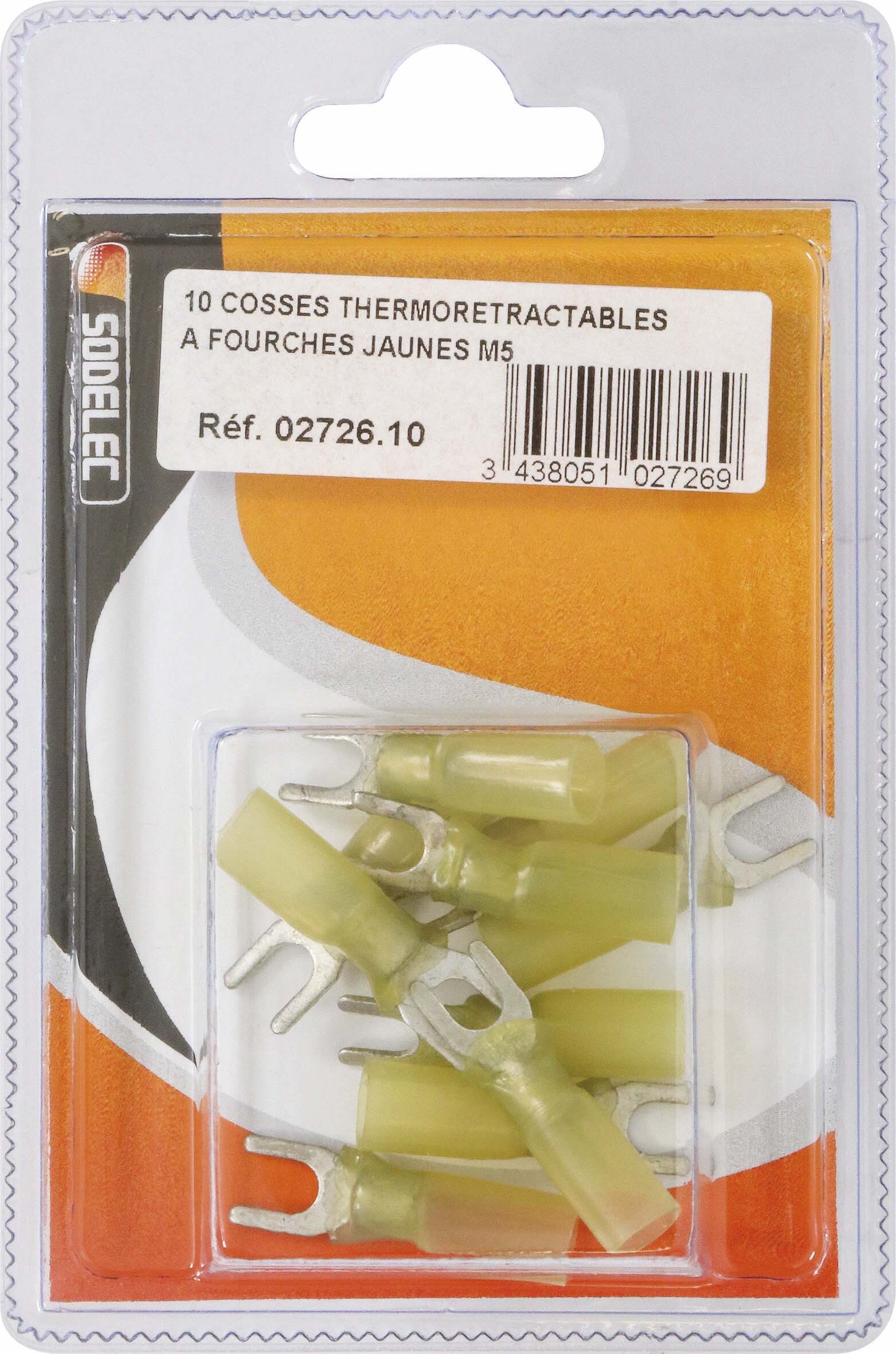 Sachet 10 cosses thermoretractables a fourches jaunes m5 - 272610