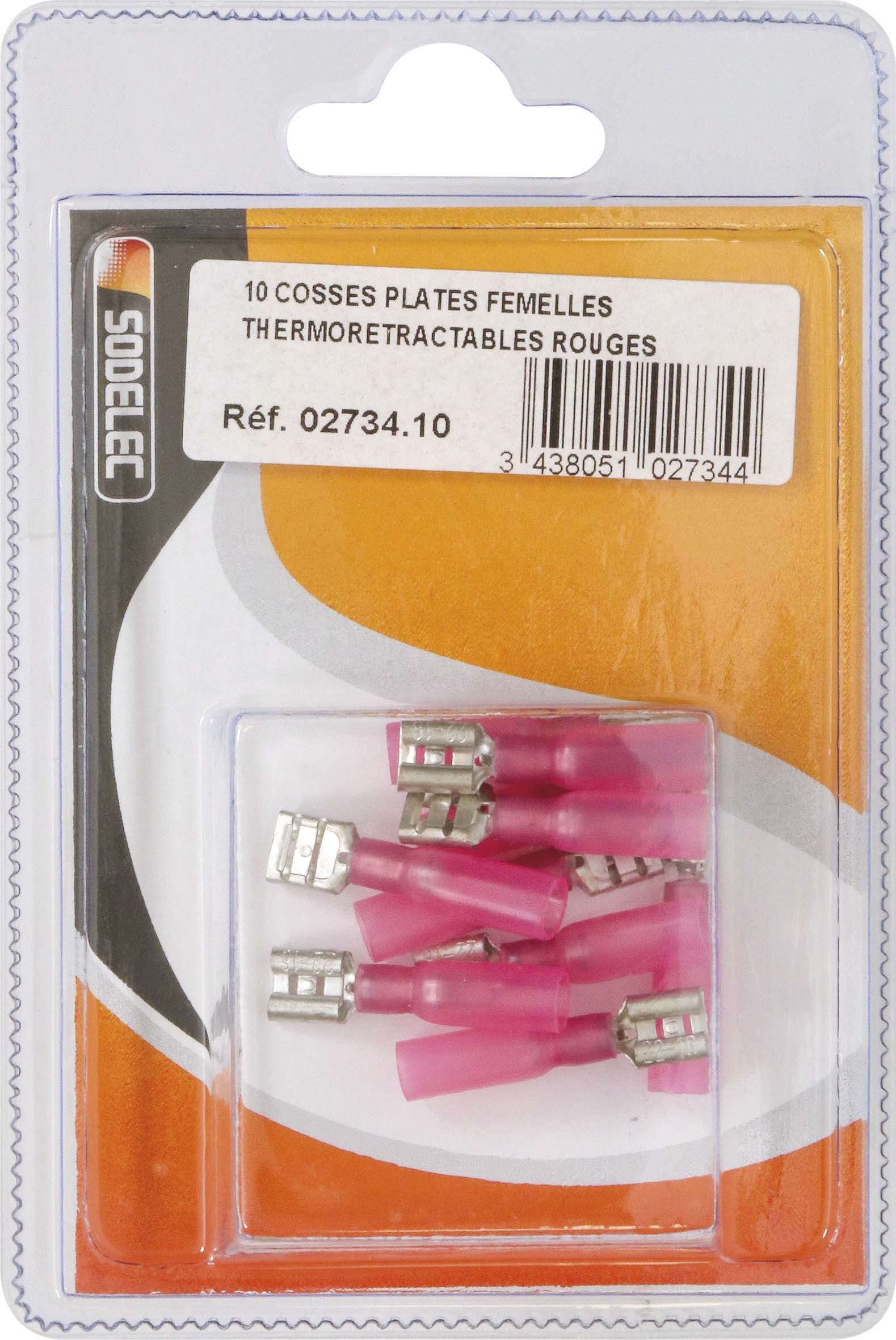 Sachet 10 cosses plates femelles thermoretractables rouge - 273410