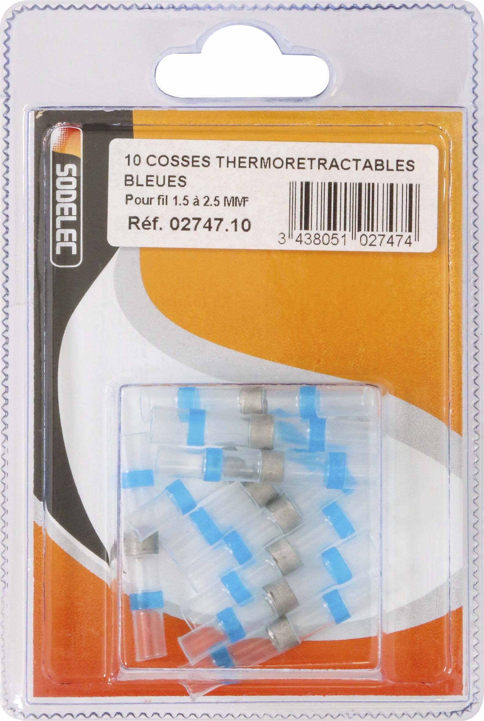 Sachet 10 cosses thermoretractables bleues pour fil 15 a 25mm² - 274710