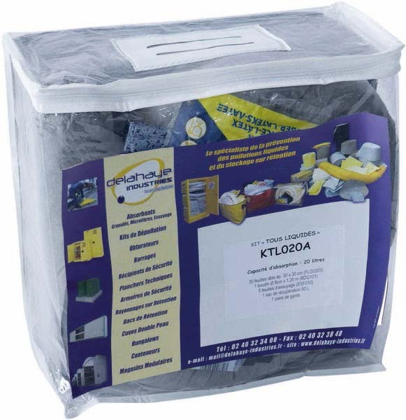 KIT INTERVENTION P/ TOUS LIQUIDES CAPACITE ABSORP 20L -08347