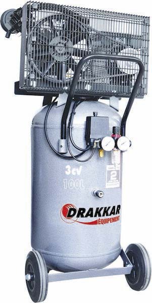 Compresseur à courroie vertical 100L 3CV tête en V 230V DRAKKAR EQUIPEMENT - 11215