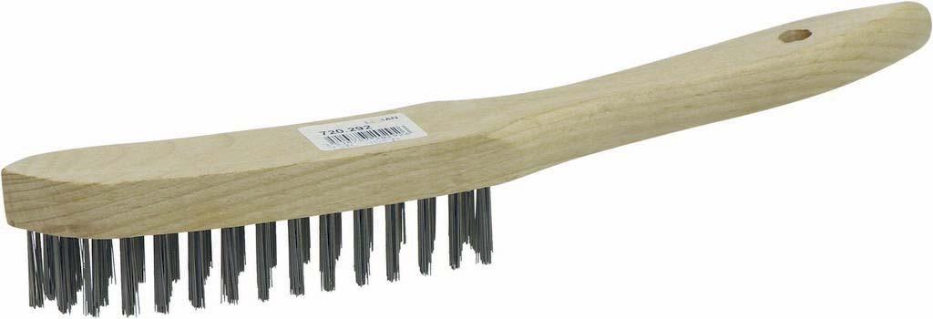 BROSSE METALLIQUE MANCHE BOIS 4 RANGS FIL 0.30 ACIER DROIT--15871