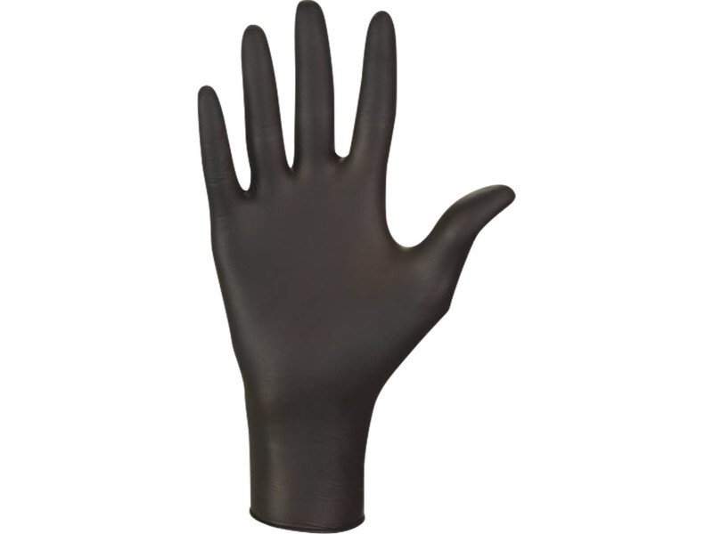 Gants jetables ambidextres nitrile 240mm 0,09mm noir T8 - Boîte de 100 pcs MERCATOR - 65034