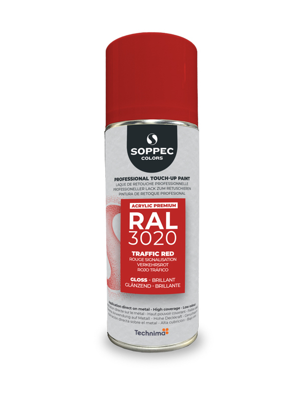 SOPPEC ACRYL PREMIUM RAL3020  BRILLANT 400ML (rouge signalisation) - SOPPEC - 424113