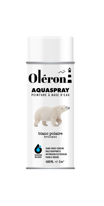 BOMBE DE DECORATION AQUASPRAY BLANC POLAIRE SATINE 400ML OLERION 561000