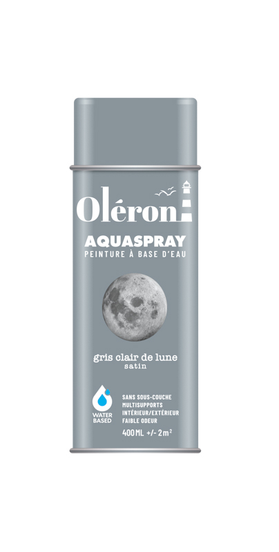 BOMBE DE DECORATION AQUASPRAY GRIS LUNE SATINE 400ML OLERON 561016