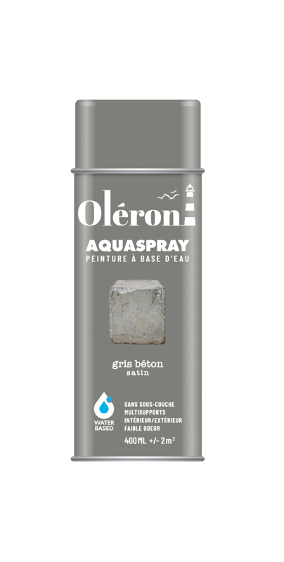 BOMBE DE DECORATION AQUASPRAY GRIS BETON SATINE 400ML OLERON 561017