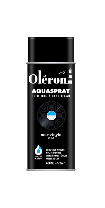 BOMBE DE DECORATION AQUASPRAY NOIR VINYLE MAT 400ML OLERON 561021