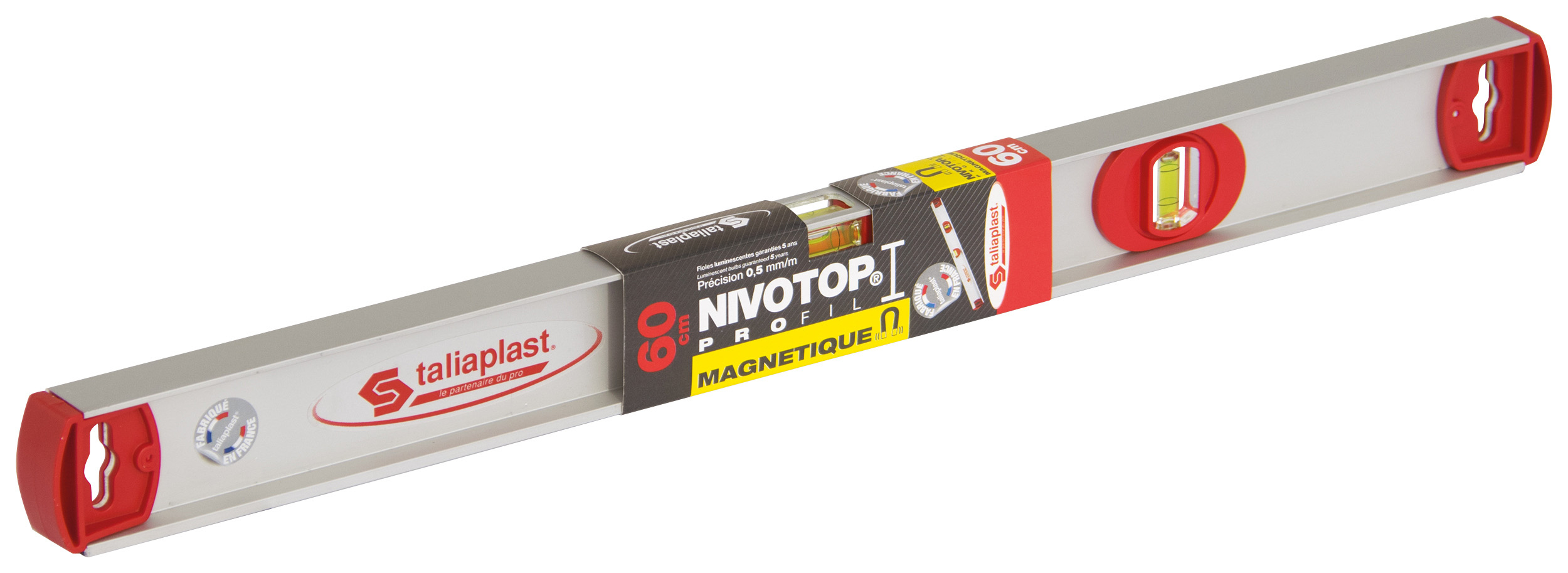 Niveau profilé NIVOTOP en aluminium profil I magnétique Longueur 60 cm TALIAPLAST - 450421