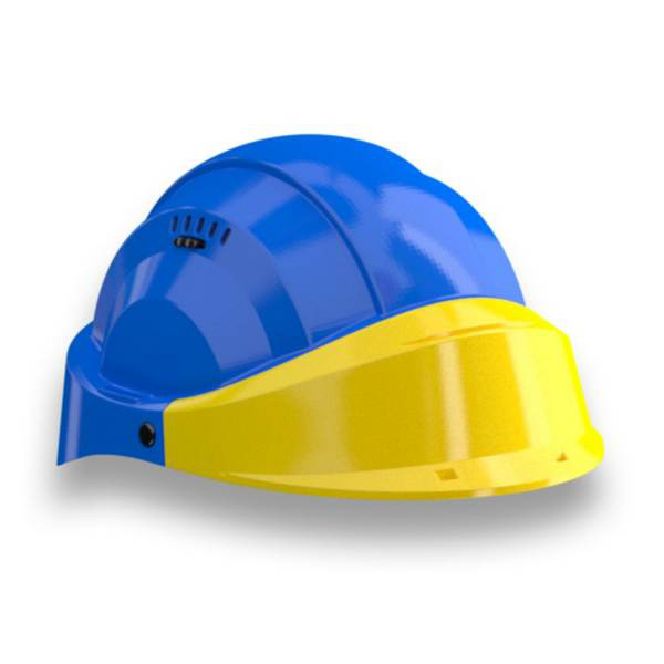 CASQUE 'ORIZON' BLEU VISIERE JAUNE TALIAPLAST - 563542