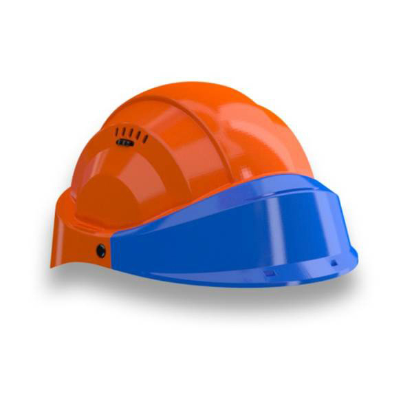 CASQUE 'ORIZON' ORANGE VISIERE BLEUE TALIAPLAST - 563554