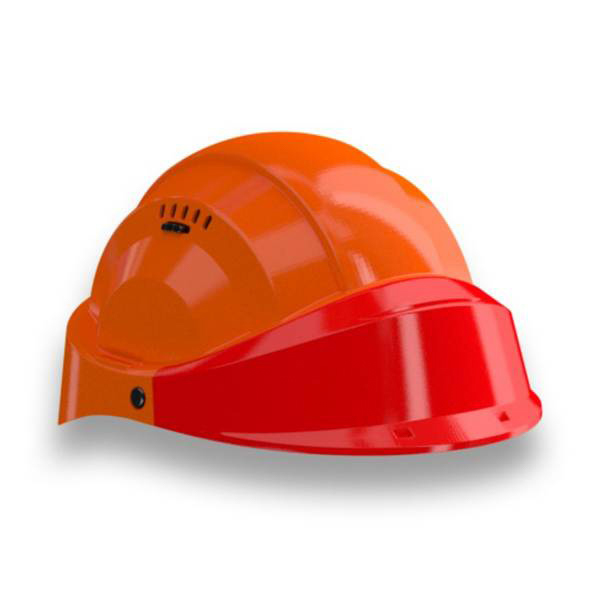 CASQUE 'ORIZON' ORANGE VISIERE ROUGE TALIAPLAST - 563556