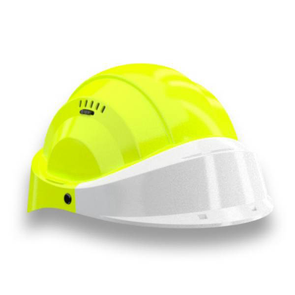 CASQUE 'ORIZON' FLUO JAUNE VISIERE BLANCHE TALIAPLAST - 563571