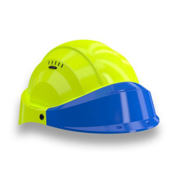 CASQUE 'ORIZON' FLUO JAUNE VISIERE BLEUE TALIAPLAST - 563574