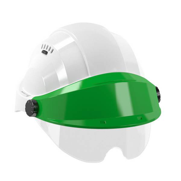 CASQUE 'ORIZON' BLANC VISIERE VERTE AVEC LUNETTE TALIAPLAST - 563713