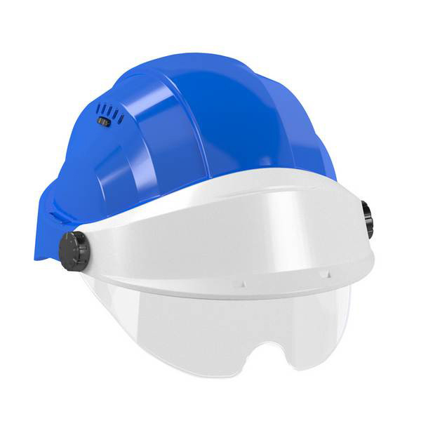 CASQUE 'ORIZON' BLEU VISIERE BLANCHE AVEC LUNETTE TALIAPLAST - 563741