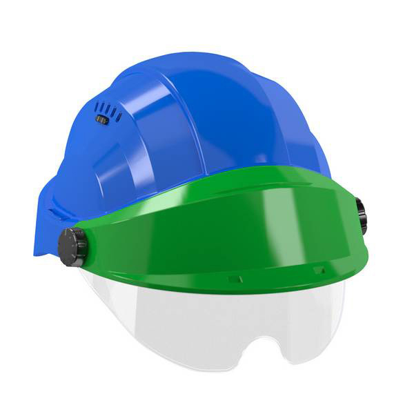 CASQUE 'ORIZON' BLEU VISIERE VERTE AVEC LUNETTE TALIAPLAST - 563743