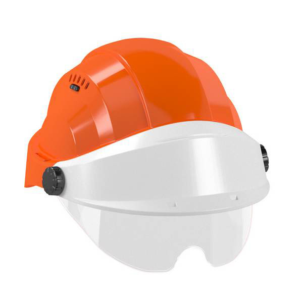 CASQUE 'ORIZON' ORANGE VISIERE BLANCHE AVEC LUNETTE TALIAPLAST - 563751