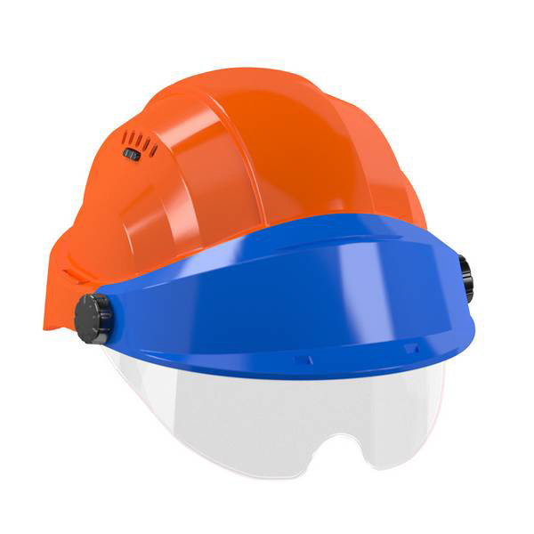 CASQUE 'ORIZON' ORANGE VISIERE BLEUE AVEC LUNETTE TALIAPLAST - 563754