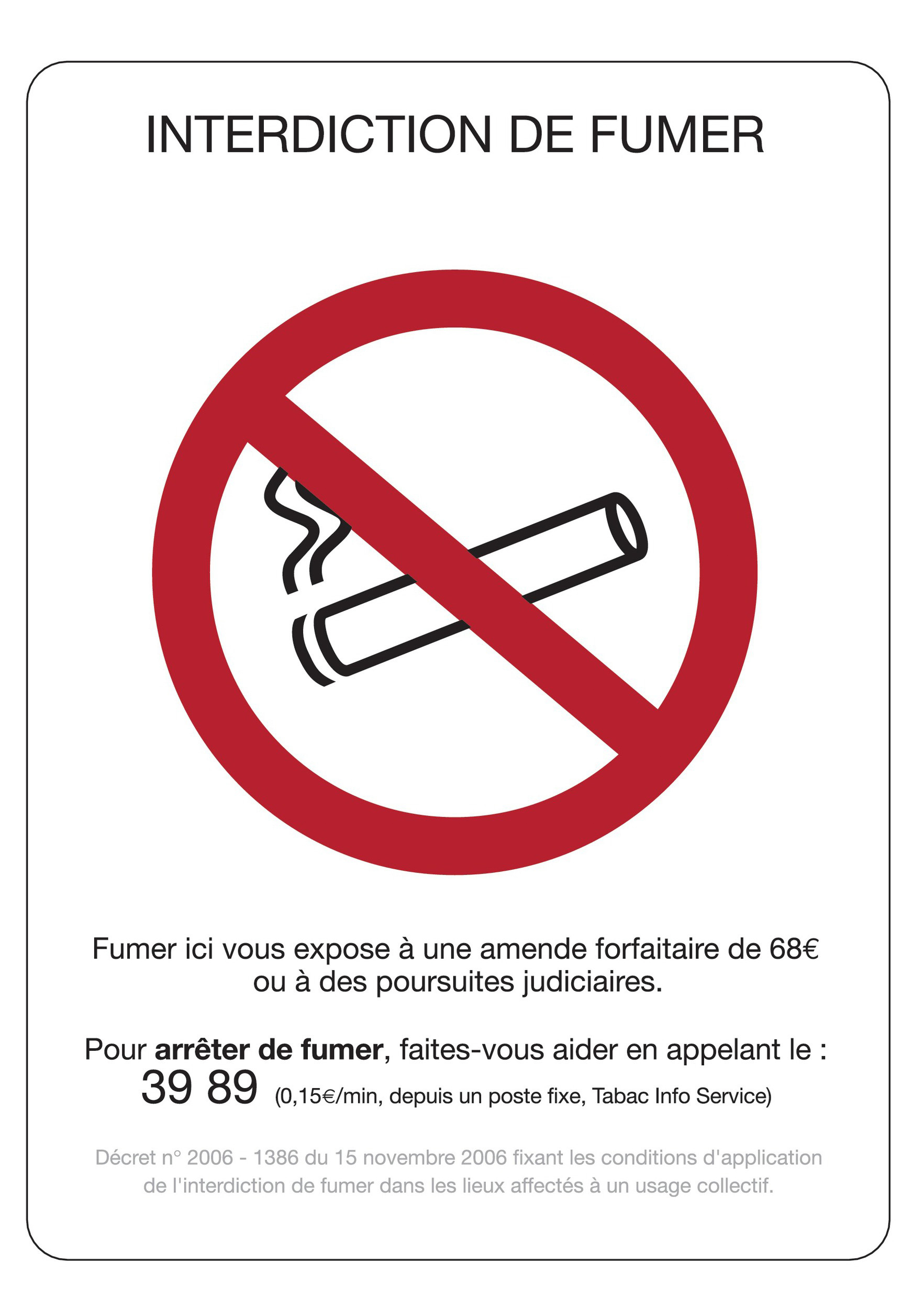 PANNEAU INTERDICTION DE FUMER 210X297MM (A4) PS CHOC TALIAPLAST - 629002