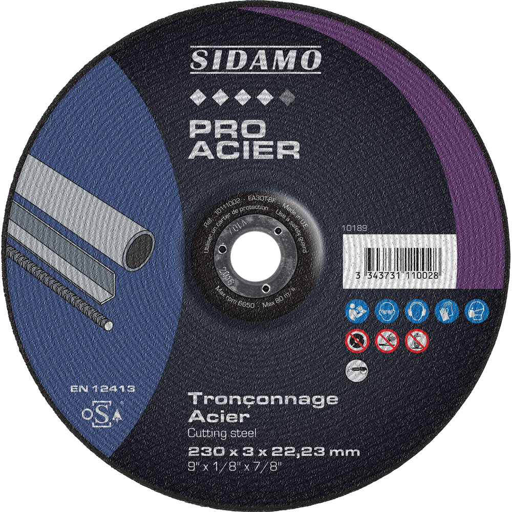 DISQ. TRONC PRO ACIER D.230 x 3 x 22,23 SIDAMO - 10111002