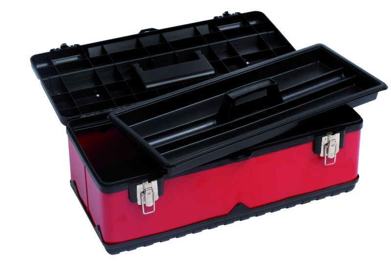 COFFRET BI-MATIÈRE SORI 580X260X220 AVEC PLATEAU ROUGE/NOIR - 704110