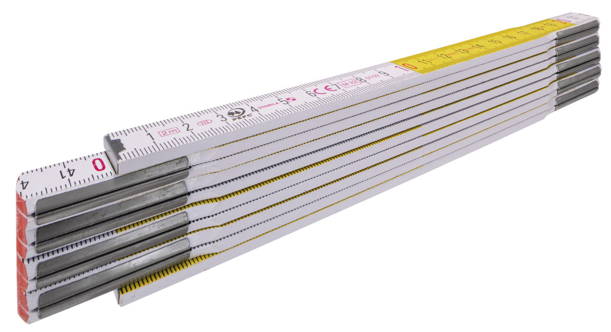 Mètre pliant en bois STABILA type 617, 2 m, graduations métriques blanches et jaunes pour une lecture plus rapide, certifié PEFC - 01128