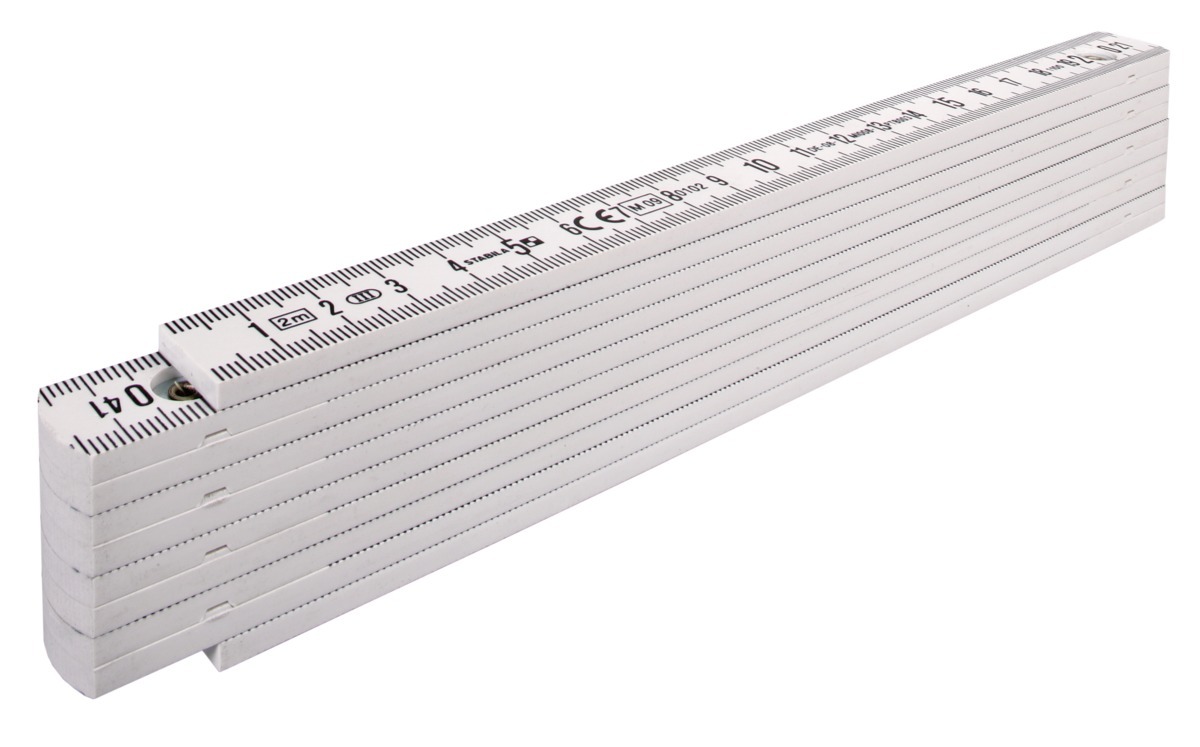 Mètre pliant en plastique STABILA Type 1107, 2 m, blanc, graduation métrique - 01701