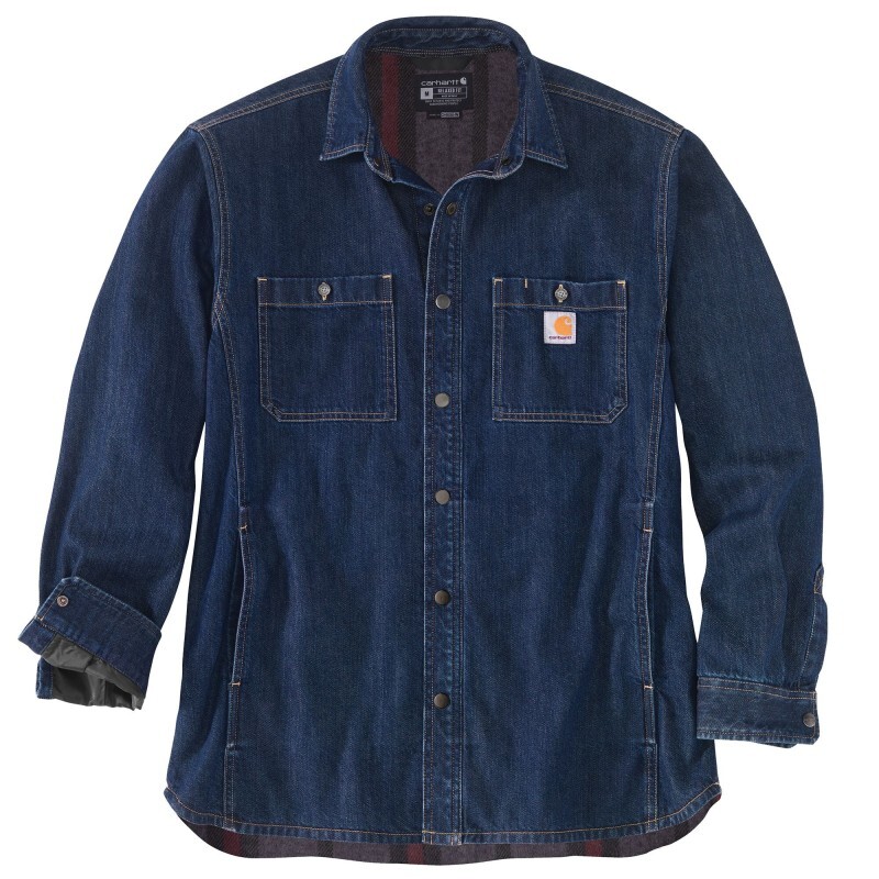 CHEMISE EN DENIM DOUBLÉE DE POLAIRE À PRESSION SUR LE DEVANT Bleu - H84 - CARHARTT - 105605