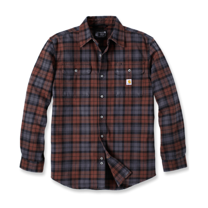 Chemise à carreaux à manches longues en flanelle Marron B80 - CARHARTT - 106356