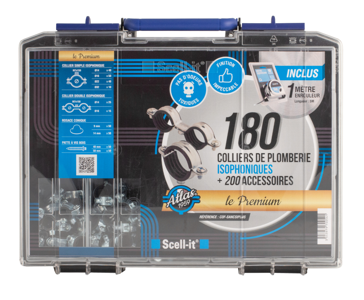 Coffret de 180 colliers de plomberie isophoniques premium - SCELL-IT - COF-SANCSIPLUS