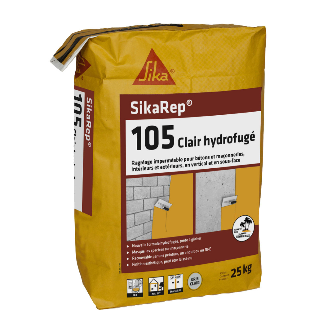 MORTIER FIN EN SAC DE 25KG DE SIKAREP-105 CLAIR HYDROFUGE - SIKA - 648546