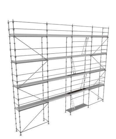 Echafaudage ACIER fixe R200 128 m²  PROGRESS MEDIUM garde-corps lisses + planchers acier + plinthes - TUBESCA - 0P000966