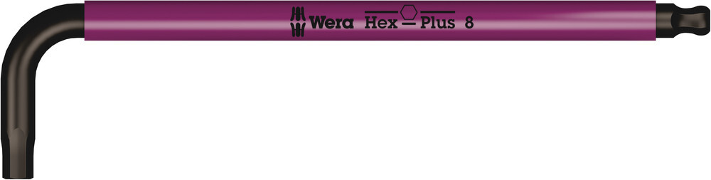 Clés mâles coudées Multicolour, syst. métrique, avec fonction de retenue 950 SPKL Hex-Plus HF 8,0 pink WERA - 05022204001